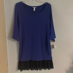 Made for Impulse Blue Black New ruffle tunic top Ruffled